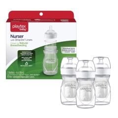 Playtex Baby ™ Nurser® Yenidoğan Bebek Biberon &  Liners®  Seti - 100% Anti-Kolik - 118ml, 3 Adet Biberon & 15 Adet Sterilize Tek Kullanımlık Liners Biberon Torbaları, 0+ Ay,Yavaş Akış