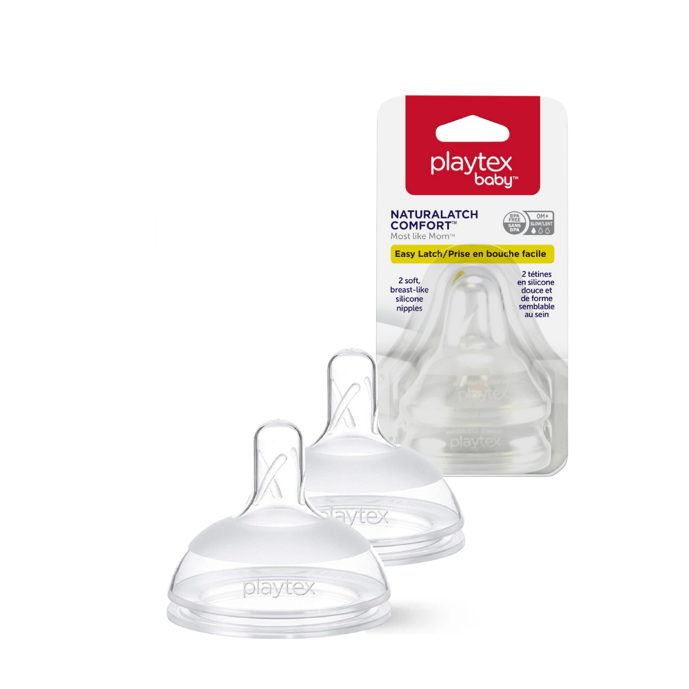 Playtex Baby™ NaturaLatch Comfort® Yenidoğan,  Biberon Emzikleri, 0+ Ay, Yavaş Akış,  Doğal Tepkili, 2 Adet