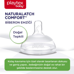 Playtex Baby™ NaturaLatch Comfort® Yenidoğan,  Biberon Emzikleri, 3+ Ay, Orta Akış,  Doğal Tepkili, 2 Adet