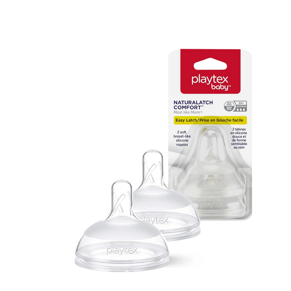 Playtex Baby™ NaturaLatch Comfort® Yenidoğan,  Biberon Emzikleri, 6+ Ay, Hızlı Akış,  Doğal Tepkili, 2 Adet