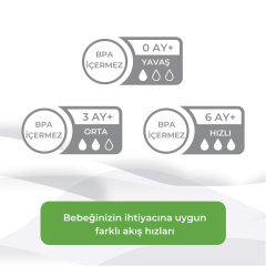 Playtex Baby™ NaturaLatch Comfort® Yenidoğan,  Biberon Emzikleri, 6+ Ay, Hızlı Akış,  Doğal Tepkili, 2 Adet